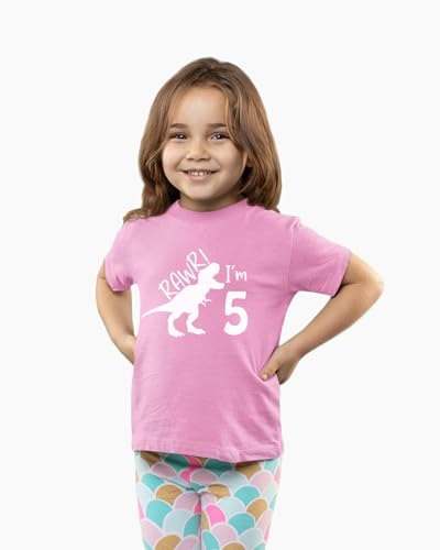Image of rawr im 5 Year Old Girl Birthday Shirt Dinosaur Roar Five 5th Toddler Outfit Fifth