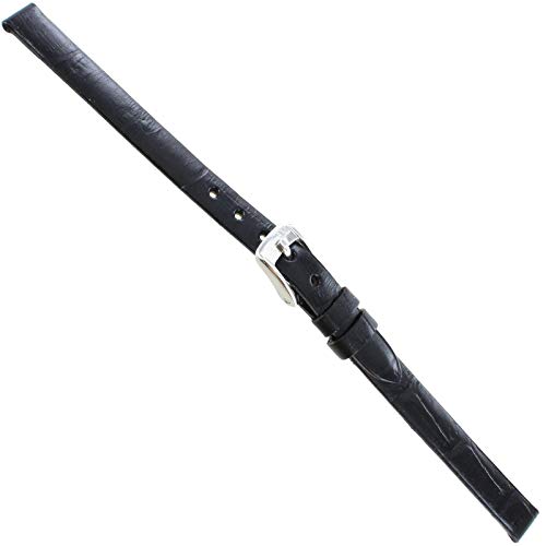 8mm Morellato Alligator Grain Genuine Leather Black Ladies Watch Band Strap 2860