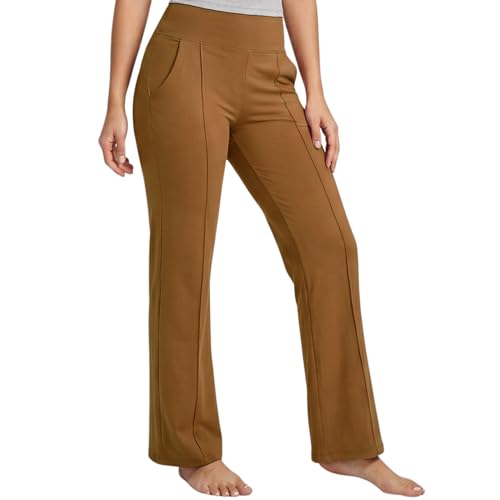 Image of NINQ Women High Waist Flare Pants Lite Regular | Smart Casual Korean Trouser for Office Wear, Gym, Sports, Travel & Daily Styling