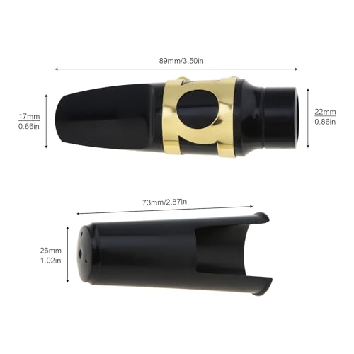 OriGlam Alto Sax Saxophone Mouthpiece, Professional, Lightweight, Black, E, Plastic, Metal - Thumbnail 4
