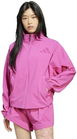 Adidas ZNE Women's Woven Jacket Jersey Top, Semil Acid Fuchsia