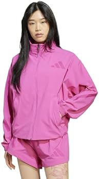 Adidas ZNE Women's Woven Jacket Jersey Top, Semil Acid Fuchsia