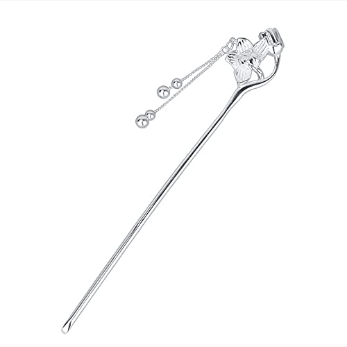 Pic chignon cheveux longs anti-glisse épingle argent S925 nénuphar
