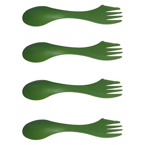4 x Grendle Plastic Spork Ideal for Camping Travel Outdoor Cutlery Spoon Knife Fork Set Cover