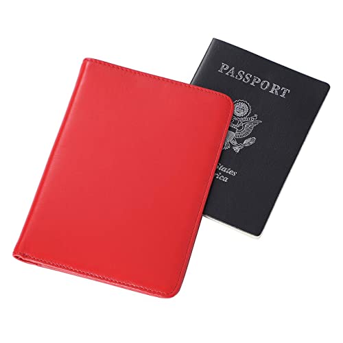 Habitoux Crazy Horse Genuine Cow Leather Passport Holder Travel Wallet Card Holder - RFID Blocking Bifold Wallet for Men and Women