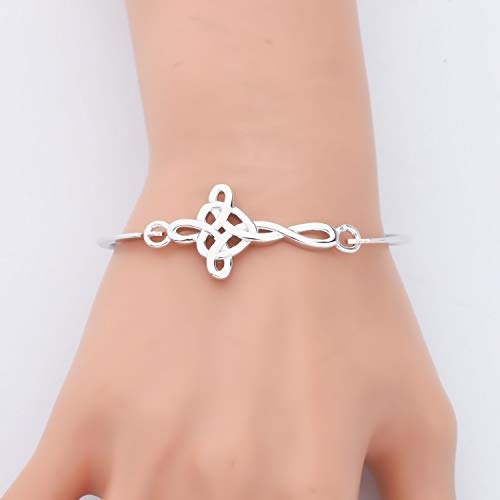 WSNANG Celtic Knot Cross Open Bangle Bracelet Religious Infinity Love Irish Celtics Jewelry Gift for Women(Celtic Knot RG)4