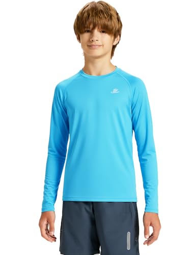 Image of DEVOROPA Youth Boys Compression Shirt Long /Short Sleeve Football Baseball Undershirt Quick Dry Kids Sports Baselayer Crewneck