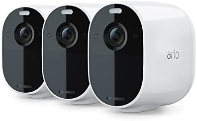 Arlo Essential Spotlight Outdoor Security Camera, Wireless CCTV, 3 Cam Kit, Direct to WiFi, 1080p, Colour Night Vision, 2-Way Audio, 6-Month Battery, 90-Day Free Trial Arlo Secure Plan, White
