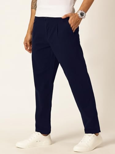 Image of Thomas Scott Men's | Solid | Light Weight | Breathable Fabric | 4 Pocket | Mid Rise | Relaxed Fit | 100% Cotton | Button Waist | Chino Trouser | Pants