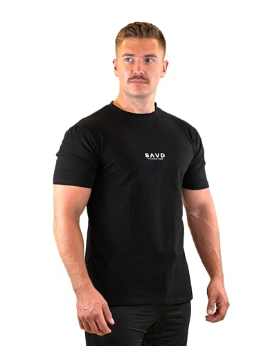 SAVD Christian Performance T-Shirt - Men's Slim Fit Gym Shirt, Faith-Based Activewear with Cross, Premium Cotton Stretch Tee