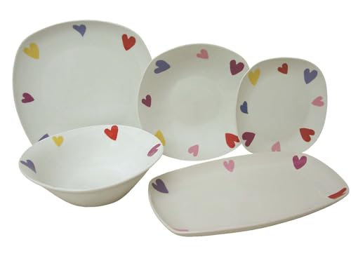 VAJILLA 20 PIEZAS 6 PERSONAS SEMIREDONDA PORCELANA CORAZONES COLORES VAJILLA 20 PIEZAS 6 PERSONAS SEMIREDONDA PORCELANA CORAZONES COLORES