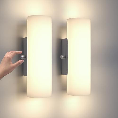ChangM LED Wandleuchte Innen 12W Moderne Wandleuchte mit Schalter Acry LED Wandlampe Dimmbar der Drehschalter Warmweiß 3000K für Flur Wohnzimmer Schlafzimmer und Andere Innenszenen 2 Pack
