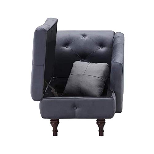 Image of Velvet Chaise Lounge Box Storage for Bedroom, Livingroom (Grey)