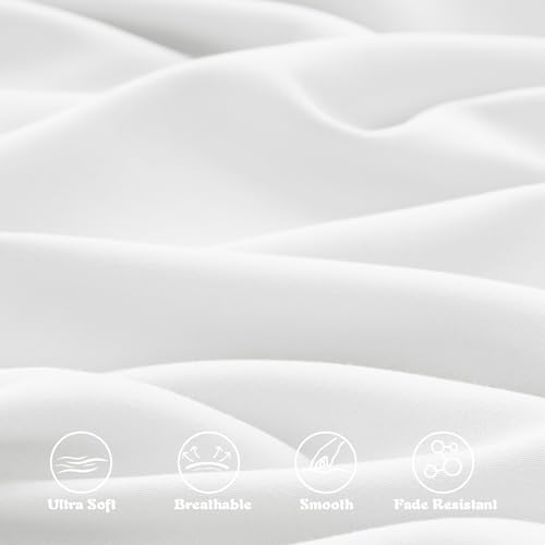 Image of KKJIAF 3 Piece Toddler Sheet Set Microfiber, Includes a Flat Sheet, a Fitted Sheet and a Ruffle Pillowcase, White