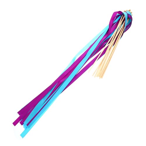 COOLHIYA 1 Set 10pcs Cheering Ribbon Rain Fairy Wand Bells Ribbon Party Streamers Ribbon Sticks Streamer Party Fairy Sticks Dance Ribbon Stick Dance Ribbon Streamer Polyester Belt Wedding
