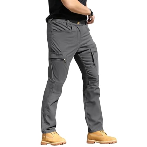 Manzera Stretch Cargo Pants Men Construction Slim Fit Stretch Pants Gym Hiking Jogger