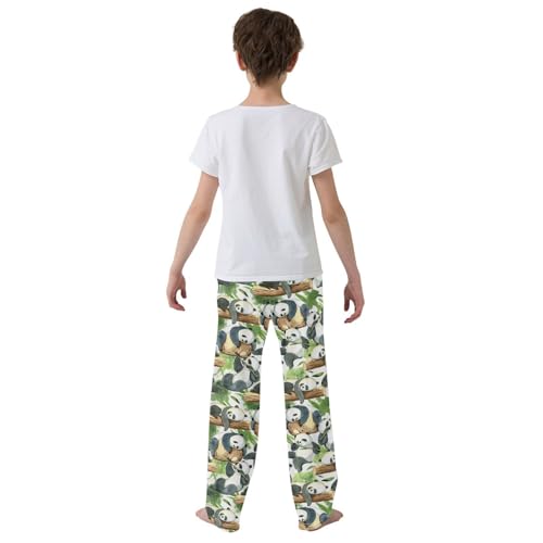 Panda on Tree Boys Long Pants Soft Trousers Elastic Waist Kids Lounge Bottoms with Pockets S-XL3