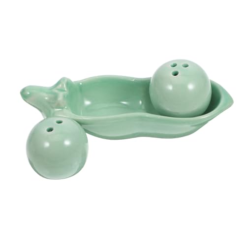SAFIGLE Juego de Salero y Pimentero de Cerámica Diseño de Guisante Pequeño Frasco para Condimentos a Prueba de Fugas Salero de Cocina Adecuado para Decoración Mexicana y Uso en Hogar o