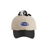 Unisex Kindermütze Niedliche Panda Baseballkappe Kinder Kuschelige Wintermütze mit Fleecefutter für Jungen & Mädchen Weiche Sonnenschutz Mütze Baseballmütze Baseball Cap Sonnenhut (White, 3-8 Years)