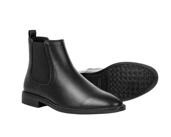 A S TRADERS Men's Black Chelsea Boots for Men | Size 8 | Slip-On Ankle Boots | Premium Synthetic Leather Casual & Formal Boots | Lightweight Comfortable Fashion Boots with Anti-Slip Sole-image-47