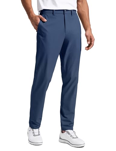 CRZ YOGA Breeze Comfy Golf Pants for Men - 32 Lightweight Quick Dry Casual Athletic Work Dress Trousers with Pockets Electric Blue 34W x 32L