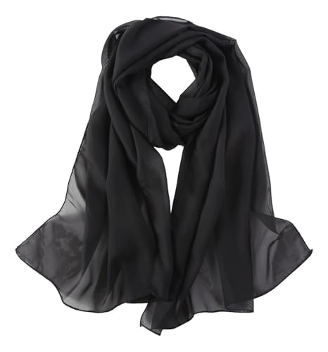 Sheer-Silk-Scarf for Women Black Long Scarf Chiffon Shawl Wrap for Evening Dresses Wedding Party Dress Accessory2