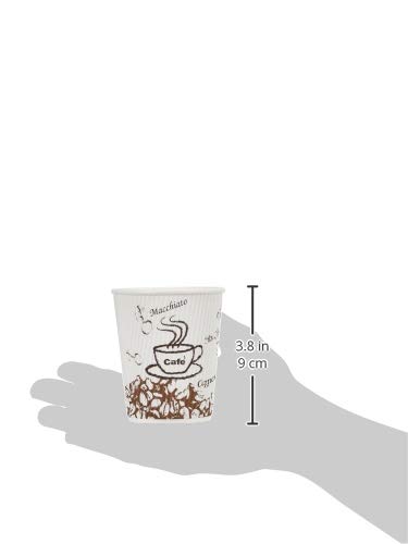 Amazon Basics Insulated Ripple Wall Hot Cup, Café Design, 8 oz, 240-Count