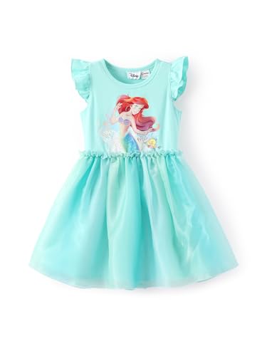 Image of Disney Princess Frozen Elsa Minnie Stitch Toddler Girl Tulle Tutu Dress Ruffle Sleeve Mesh Summer Birthday Party Clothes 2-9Y