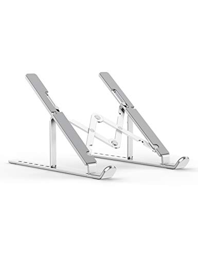 Laptop Stand, Aenfor Portable Computer Laptop Mount Holder, Aluminum Laptop Riser with 7 Levels Height Adjustment, Compatible with MacBook Air Pro, Dell XPS, HP, Lenovo More 10-15.6 Laptops, Silver
