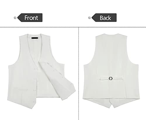 Mens Suit 3 Pieces Slim Fit Tuxedo Beach Wedding Dress Suits For Men Ivory Dinner Jacket Vest & Pants Set Size Xxl #TOP5