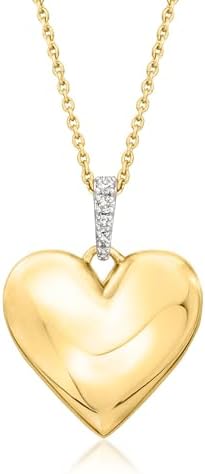 Ross-Simons 18kt Gold Over Sterling Heart Pendant Necklace With D...