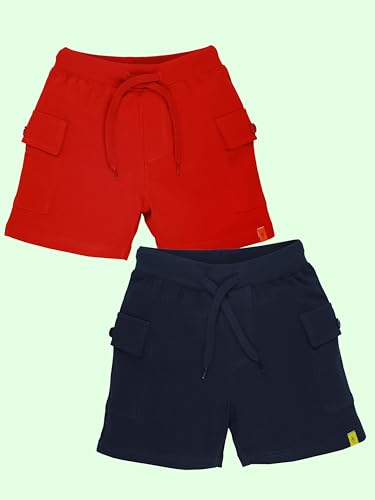 Image of KiddoPanti Boys 100% Cotton Knitted Above Knee Length Basic Cargo Shorts