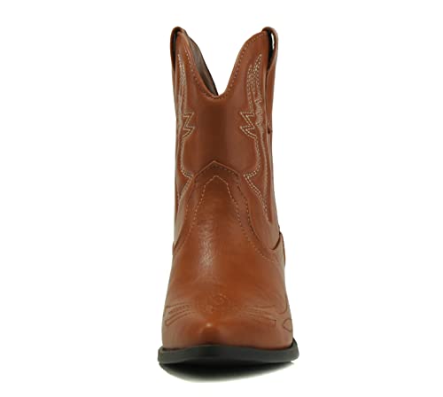 Image of Soda Women Cowgirl Cowboy Western Stitched Ankle Boots Pointed Toe Short Booties Rigging-S (Wide Fit Available)