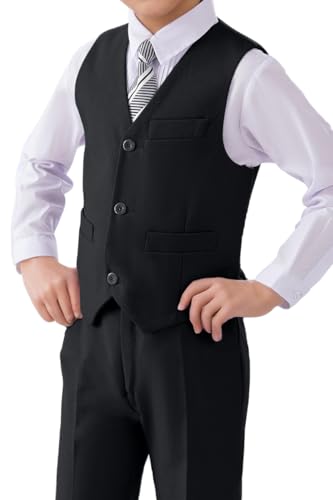 Visaccy 3 Buttons Boys Girls Fully Lined Formal Suit Vest3