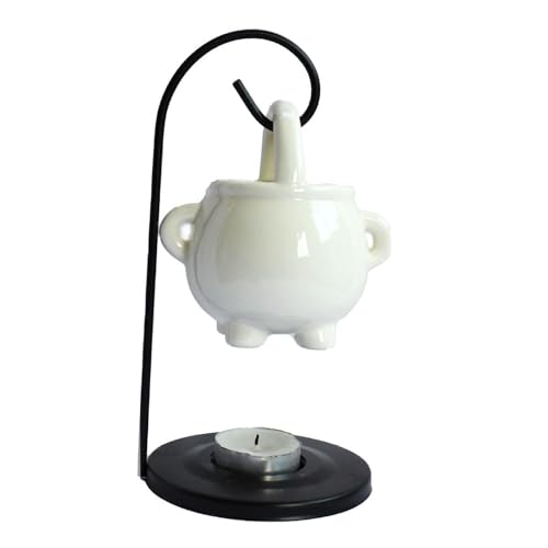 Essential Oil Burner Wax Melt Burner,Hanging Cauldron Oil Burner,Aromatherapy Aroma Burner Ceramic Oil Diffuser Candle Tealight Oil Warmer Yoga Spa Home Bedroom Decor Housewarming Gift (White)
