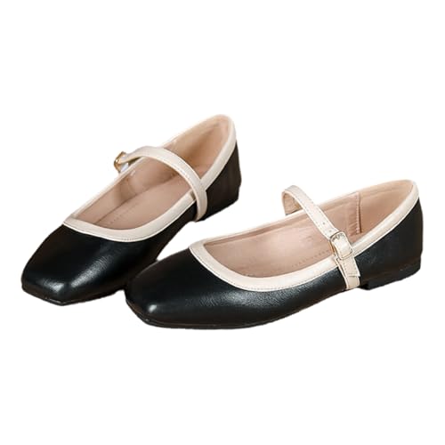 Générique Ballerines Habillées pour Femmes avec Bride À Boucle, Ballerines Carrées Confortables À Bout Fermé, Chaussures Mary Jane Classiques À Enfiler