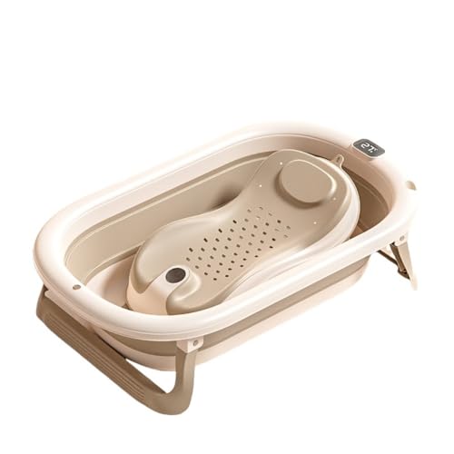 Klivex ベビーバス 折り畳み式 バス 赤ちゃん キッズ お風呂 沐浴 シンク 子供用品 0-8歳に適用 湯温計付き 軽量 省スペース 収納容易 沐浴 シンク+バスタブスタンド 新生児 乳幼児 (コーヒー色,バスタブ+バスラック)