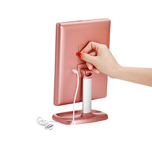 Miss Sweet Big Bulb Tri-fold Makeup Mirror Vanity Mirror with 1X/2X/3X Magnification (Rose Gold)