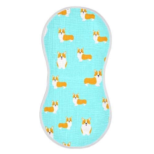 4 Pack Baby Burp Cloths, Soft Absorbent Burping Cloths for Babies, Cotton Milk Spit Up Rags, Large Size for Newborns, Baby Boys and Girls (Corgi Pattern)2