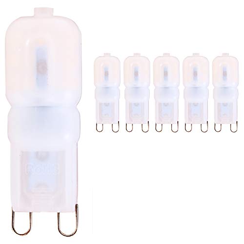 5 lampadina LED G9, temperatura colore: Bianco caldo 3000 K.