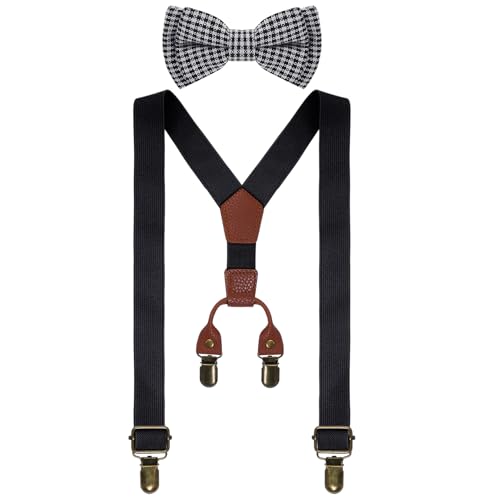 mifengda Boys Suspenders and Bow Tie Set Kids Suspenders and Pre-Tied Bow Tie Adjustable Toddler Baby Boy Suspenders BowTie Set for Kids Wedding Party...
