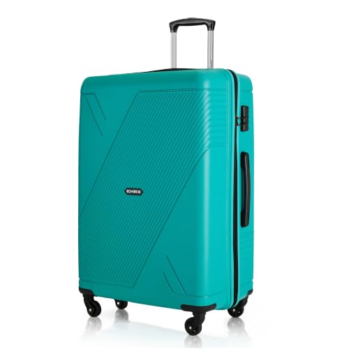 HRX Icon Large Size Teal Polypropylene Hard Shell Suitcase - Premium Travel Trolley Bag with 4 Spinner Wheels, Number Lock & Water Resistant Body Deal