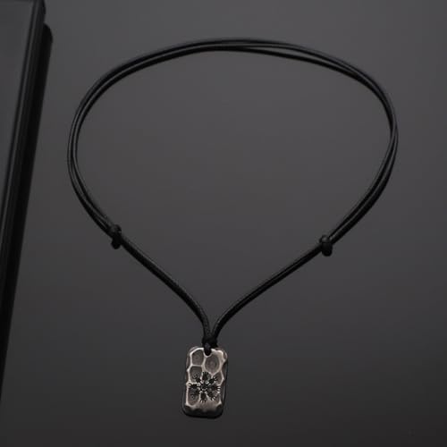 Image of Ankiyabe Stainless Steel Norse Viking Rune Pendant with Adjustable Braided Rope Good Luck /Love /Strenght /Health Viking Symbol Necklace for Men Women