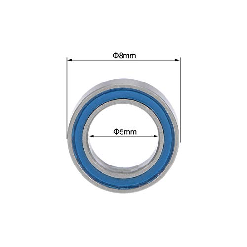 uxcell MR85-2RS Deep Groove Ball Bearings 5mm Inner Dia 8mm OD 2.5mm Bore Double Sealed Chrome Steel Blue Seal Z2 10pcs