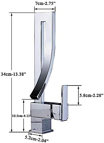 Robinet de lavabo en laiton massif chromé avec jet cascade moderne
