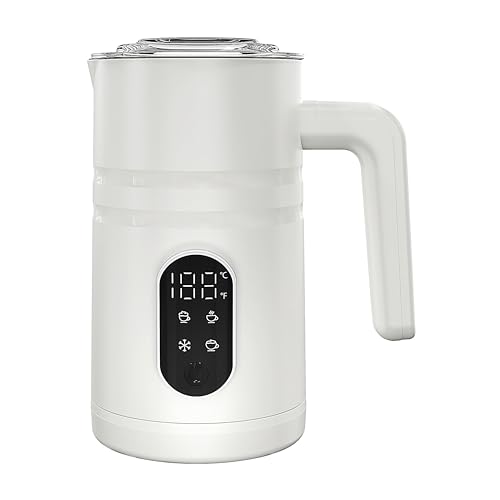 KITfanz Milk Frother, 4-in-1 Electric Milk Steamer with Temperature Control, Hot and Cold Foam Maker and Milk Warmer with Auto Shut-Off, Automatic Electric Milk Frother for Latte Art