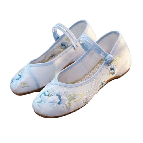 Floral Embroidered Satin Women's Shoes Chinese Style Cheongsam Hanfu Flat Shoes Vintage Mary Jane Ankle Strap Shoes Elegant Comfort Work Walking Shoes