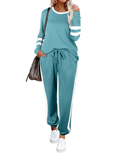 Image of Aloodor Sweatsuit for Women 2 Piece Outfits for Womens Crewneck Sweatshirts Pullover