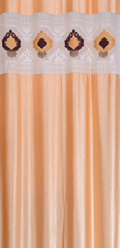 Image of LaVichitra Polyester Door Curtain with Designer Net (7ft, Beige) -1 Piece