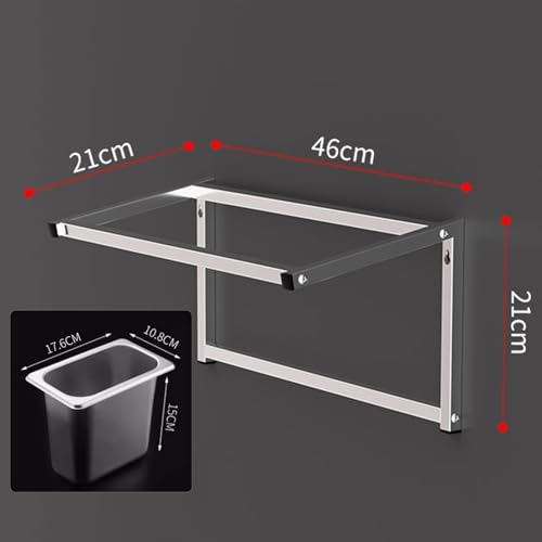 Juego de estante de especias comercial montado en la pared, estante organizador de condimentos de acero inoxidable para cocina, bufé, restaurante, condimentos, frutas, alimentos, plata, 46 x 21